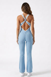 Dames Flared Jumpsuit | Sculpting Fit | Cross Back | Open Rug Detail