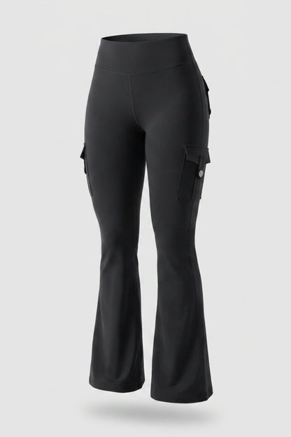 Dames Flared Legging | Sculpting Fit | High Waist Cargo Legging | Activewear Broek