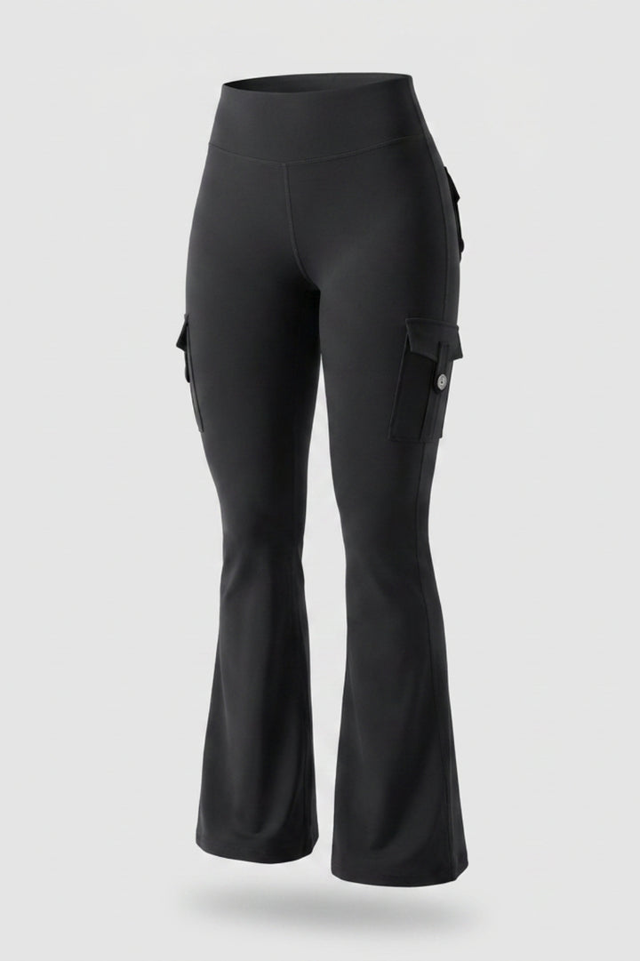 Dames Flared Legging | Sculpting Fit | High Waist Cargo Legging | Activewear Broek