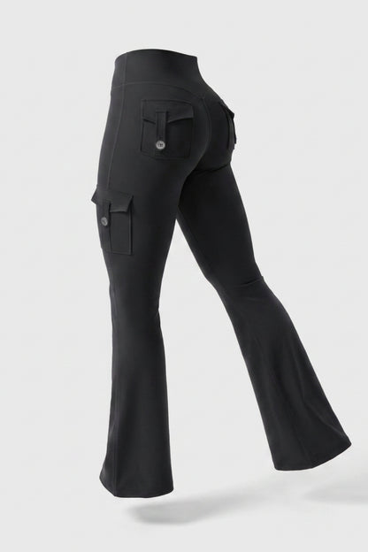 Dames Flared Legging | Sculpting Fit | High Waist Cargo Legging | Activewear Broek
