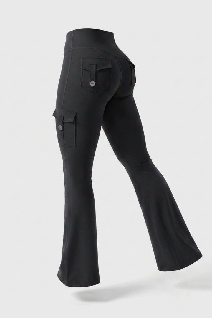 Dames Flared Legging | Sculpting Fit | High Waist Cargo Legging | Activewear Broek