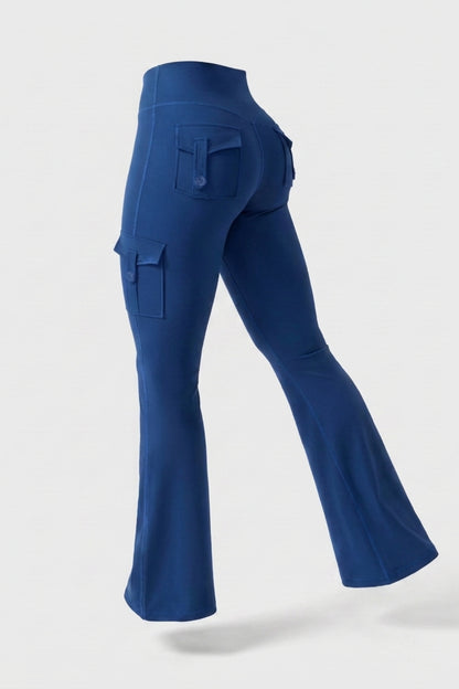 Dames Flared Legging | Sculpting Fit | High Waist Cargo Legging | Activewear Broek