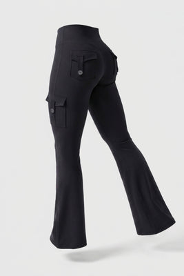 Dames Flared Legging | Sculpting Fit | High Waist Cargo Legging | Activewear Broek