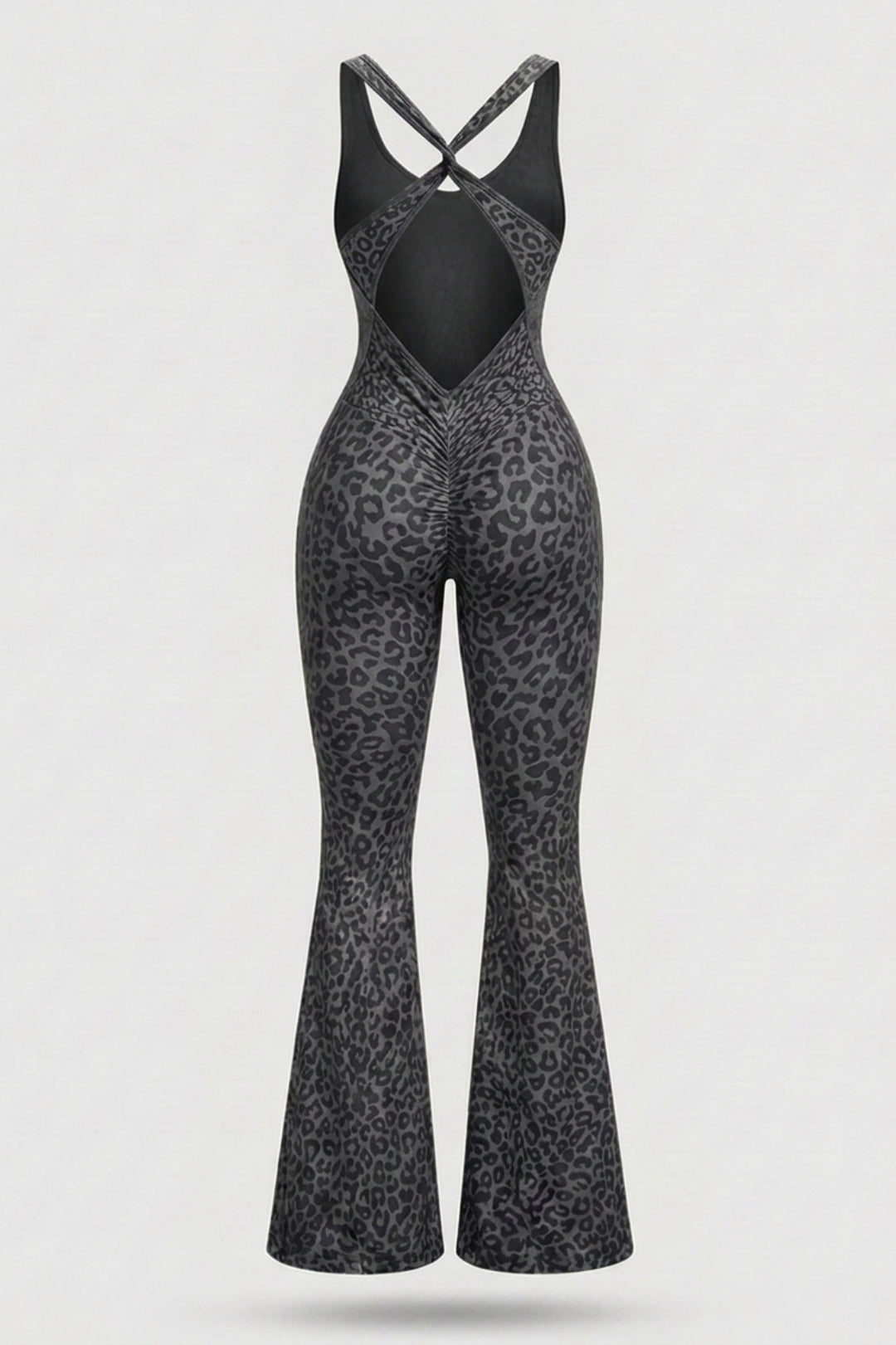 Dames Flared One Piece | Sculpting Fit | Luipaardprint | Open Back Activewear Onesie