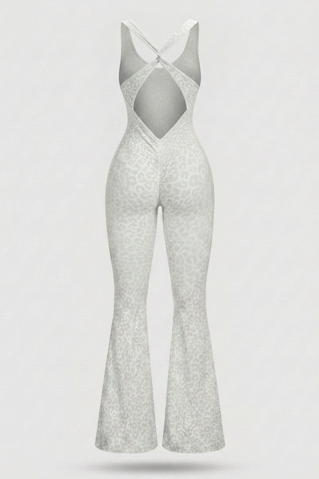 Dames Flared One Piece | Sculpting Fit | Luipaardprint | Open Back Activewear Onesie