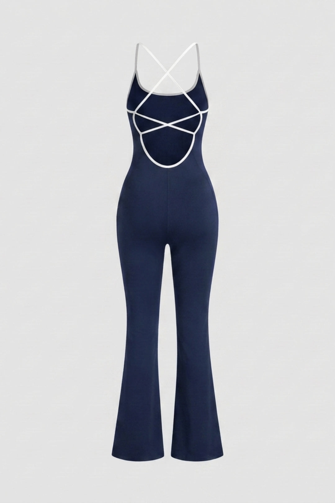 Dames Strappy Flared Onesie | Sculpting Fit | Scoop Neck | Cross Back One-Piece