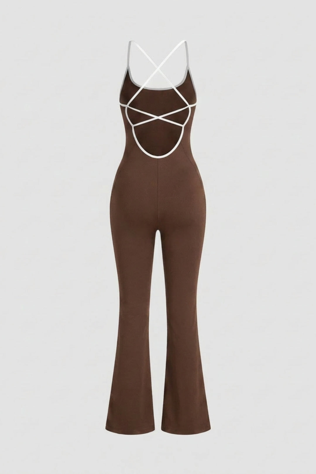 Dames Strappy Flared Onesie | Sculpting Fit | Scoop Neck | Cross Back One-Piece