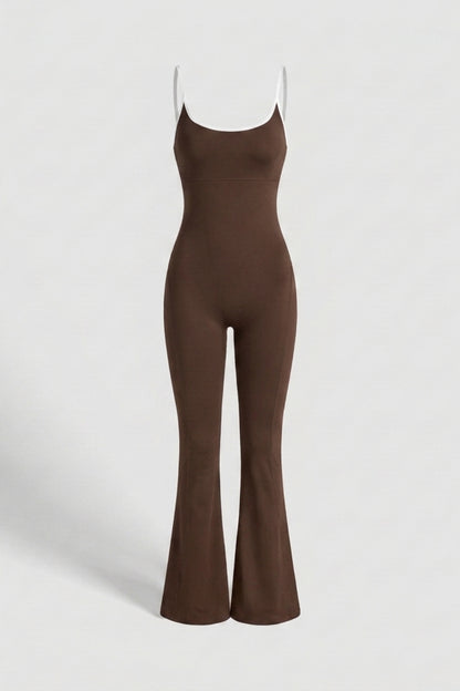 Dames Strappy Flared Onesie | Sculpting Fit | Scoop Neck | Cross Back One-Piece