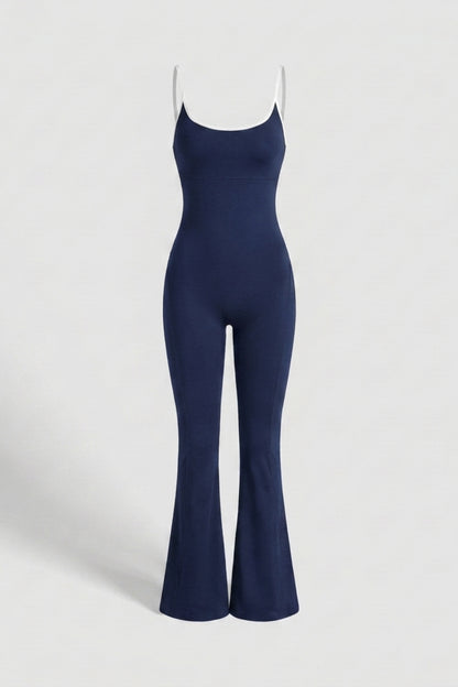 Dames Strappy Flared Onesie | Sculpting Fit | Scoop Neck | Cross Back One-Piece