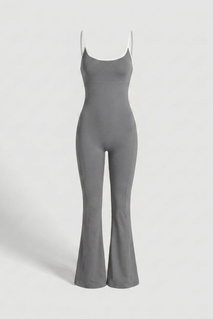 Dames Strappy Flared Onesie | Sculpting Fit | Scoop Neck | Cross Back One-Piece