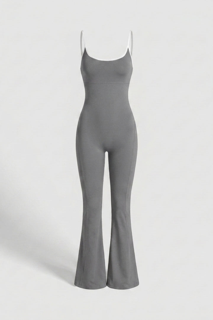 Dames Strappy Flared Onesie | Sculpting Fit | Scoop Neck | Cross Back One-Piece