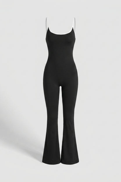 Dames Strappy Flared Onesie | Sculpting Fit | Scoop Neck | Cross Back One-Piece