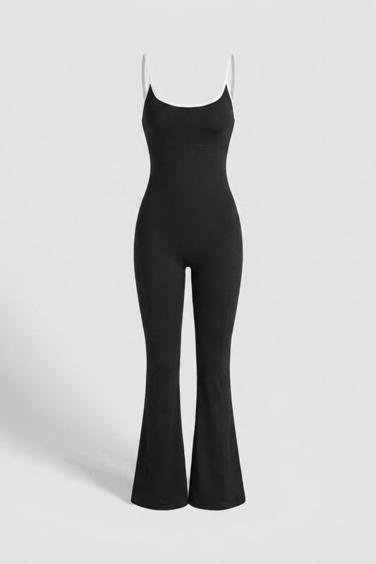 Dames Strappy Flared Onesie | Sculpting Fit | Scoop Neck | Cross Back One-Piece