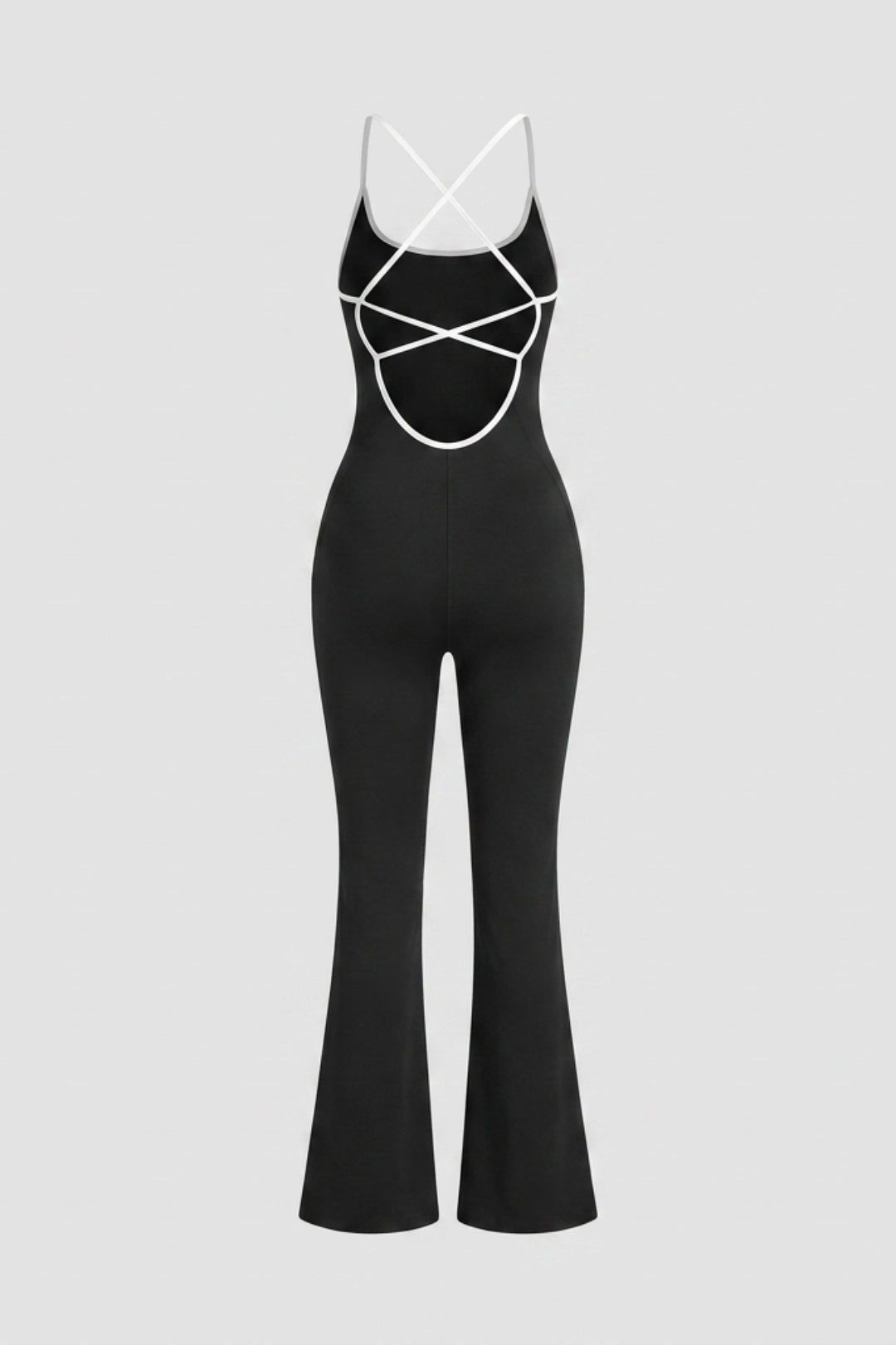 Dames Strappy Flared Onesie | Sculpting Fit | Scoop Neck | Cross Back One-Piece