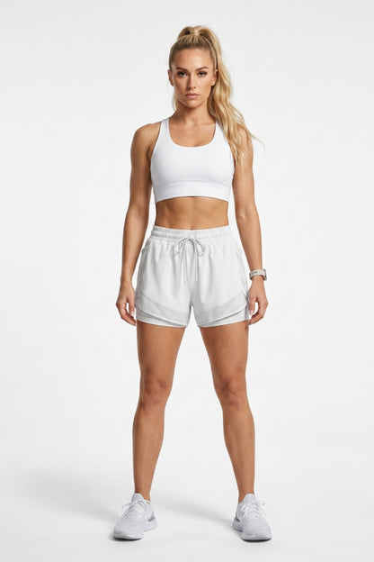 Dames Hardloop Short | Mesh Zak | Witte Running Short