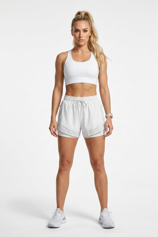 Dames Hardloop Short | Mesh Zak | Witte Running Short
