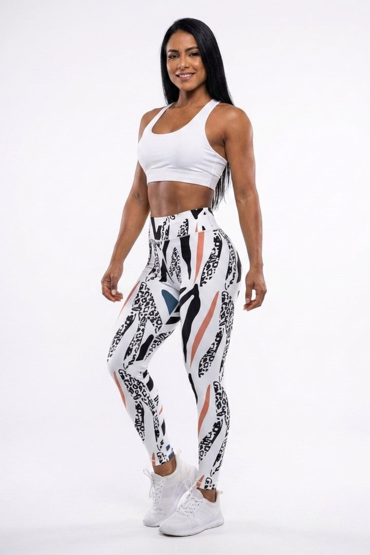 Dames High Waist Legging | Aansluitende Fit | Multicolor Paint Print | Activewear Legging