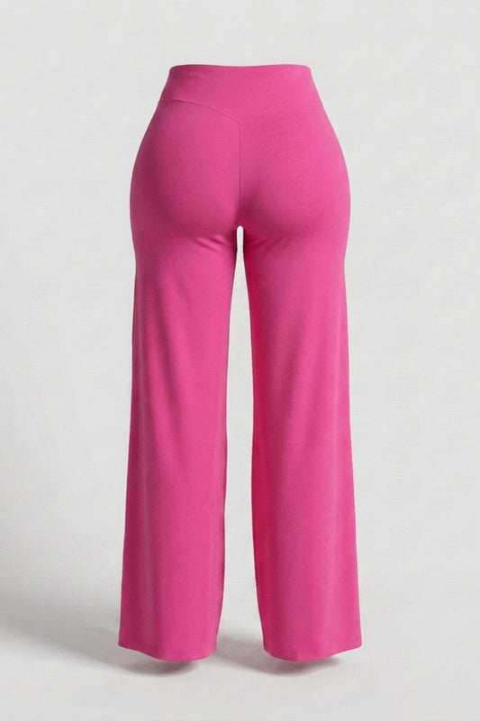 Dames High Waist Broek | Sculpting Fit | Wijde Pijpen | Activewear Broek