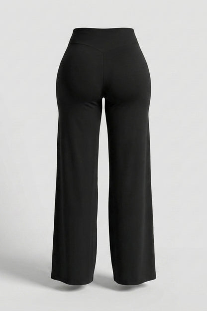 Dames High Waist Broek | Sculpting Fit | Wijde Pijpen | Activewear Broek