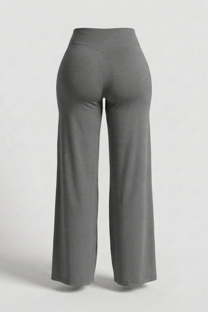 Dames High Waist Broek | Sculpting Fit | Wijde Pijpen | Activewear Broek