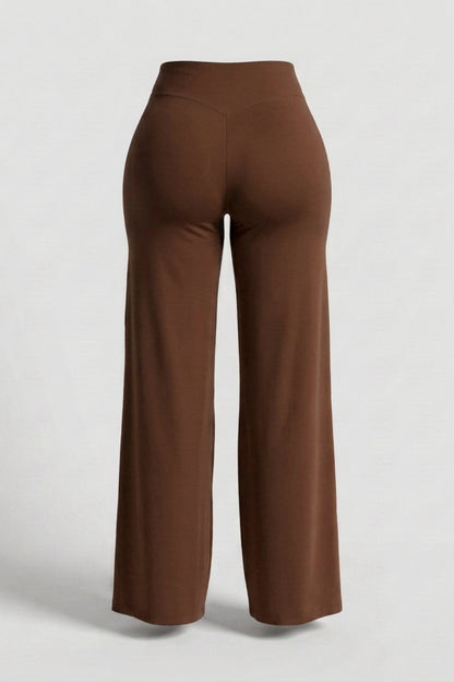 Dames High Waist Broek | Sculpting Fit | Wijde Pijpen | Activewear Broek