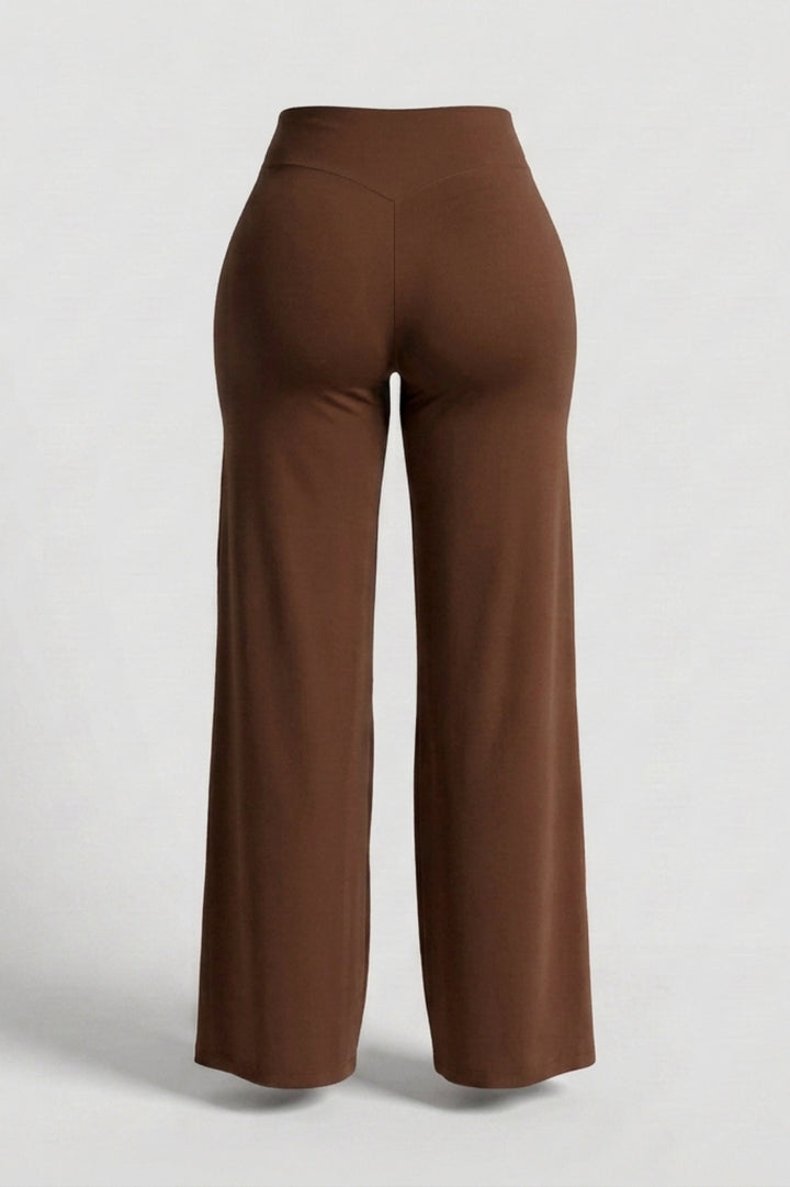 Dames High Waist Broek | Sculpting Fit | Wijde Pijpen | Activewear Broek