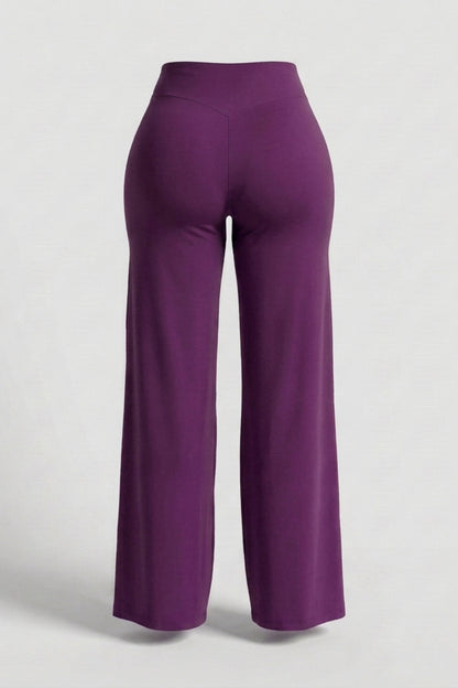 Dames High Waist Broek | Sculpting Fit | Wijde Pijpen | Activewear Broek