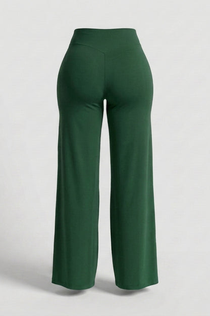 Dames High Waist Broek | Sculpting Fit | Wijde Pijpen | Activewear Broek