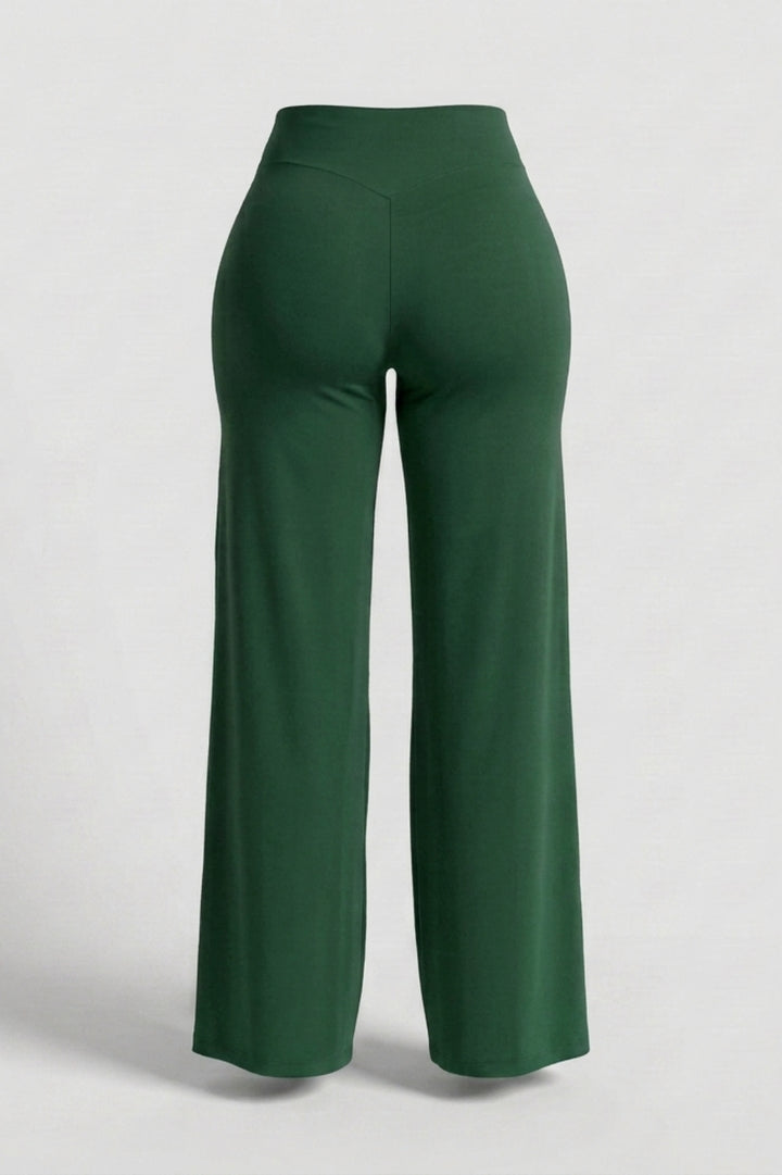 Dames High Waist Broek | Sculpting Fit | Wijde Pijpen | Activewear Broek