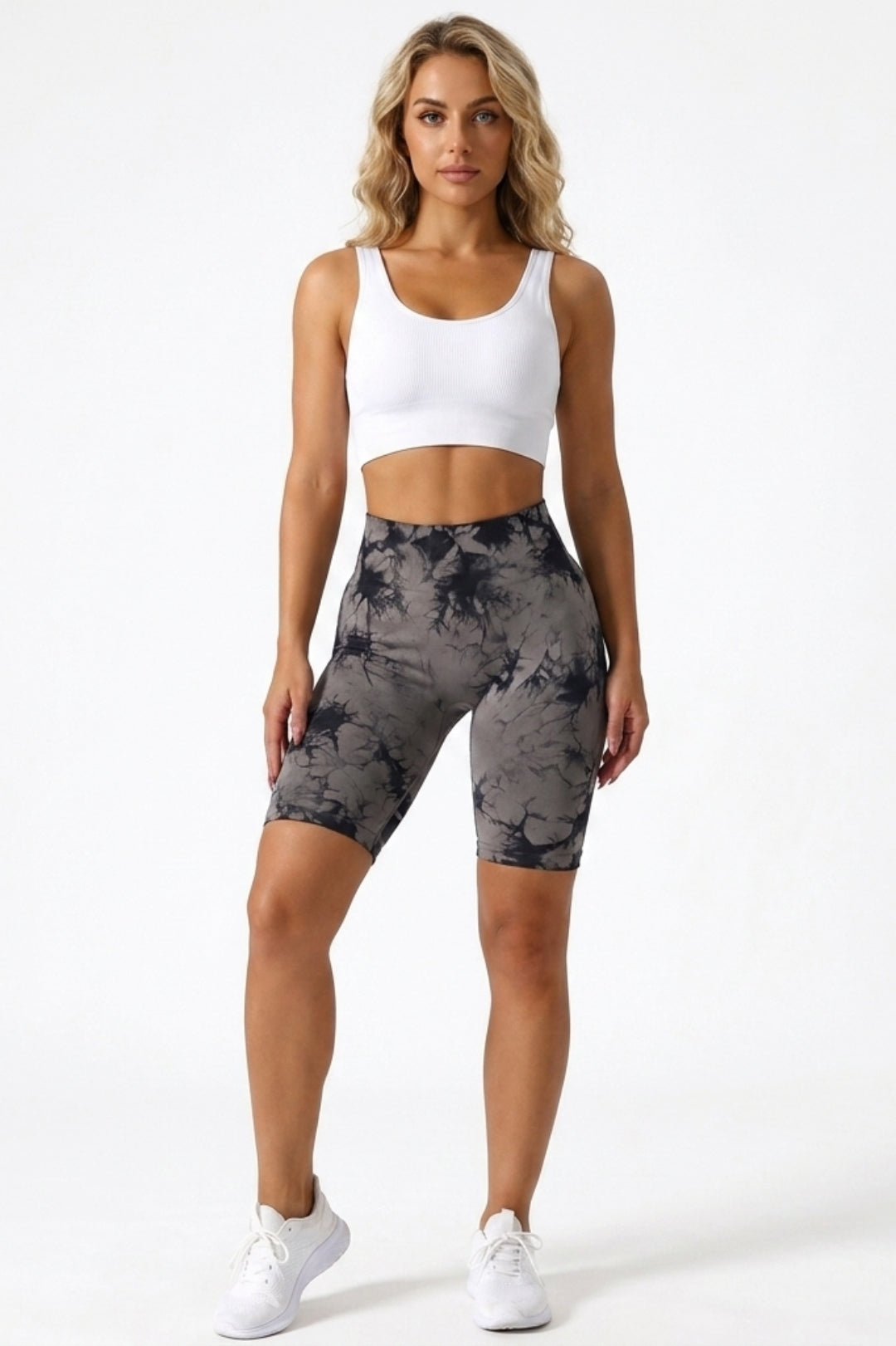 Dames High Waist Legging | Slim Fit | Tie-Dye | Sportieve Capri Legging