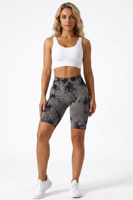 Dames High Waist Legging | Slim Fit | Tie-Dye | Sportieve Capri Legging