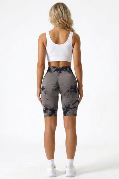 Dames High Waist Legging | Slim Fit | Tie-Dye | Sportieve Capri Legging