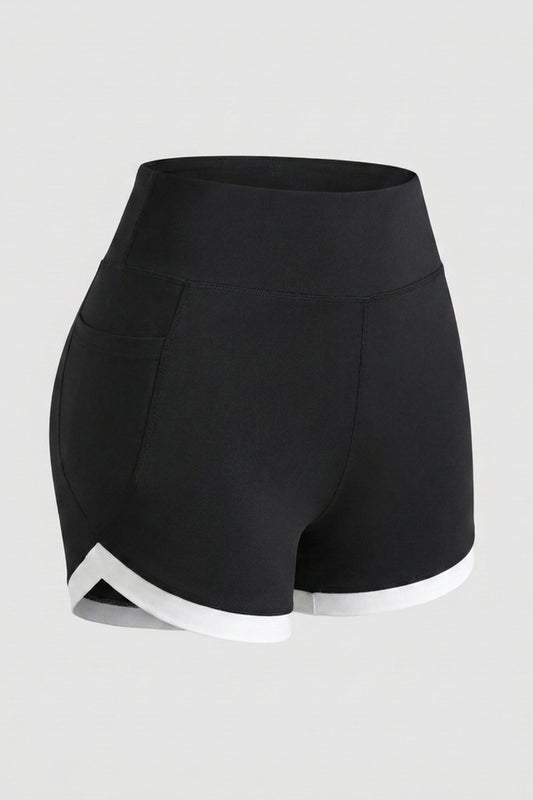 Dames High Waist Short | Aansluitende Fit | Contrast Rand | Sportieve Short