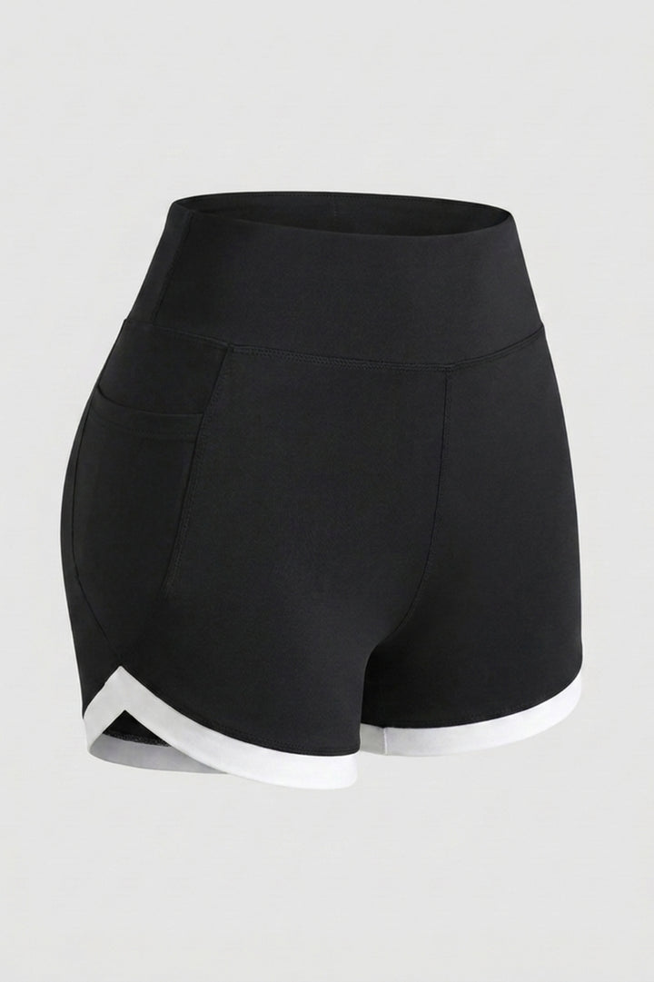 Women's High Waist Shorts | Body-Hugging Fit | Contrast Trim | Sporty Shorts With Phone Pocket