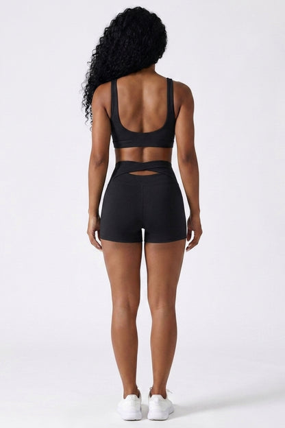 Dames High Waist Shorts | Aansluitende Fit | Cut-Out Rugdetail | Workout Short