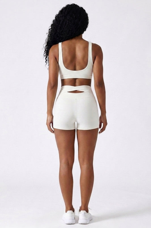 Dames High Waist Shorts | Aansluitende Fit | Cut-Out Rugdetail | Workout Short