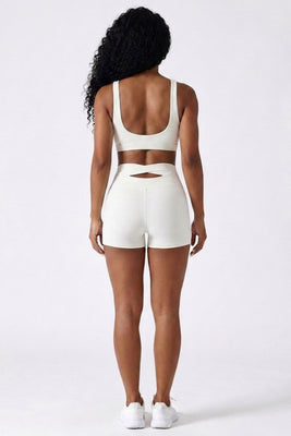 Dames High Waist Shorts | Aansluitende Fit | Cut-Out Rugdetail | Workout Short
