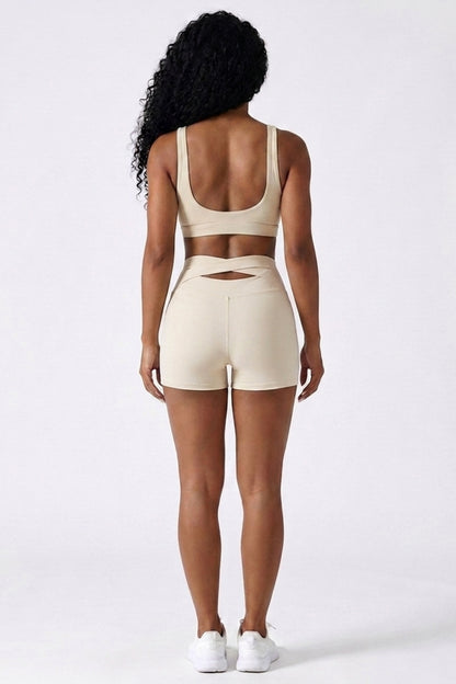 Dames High Waist Shorts | Aansluitende Fit | Cut-Out Rugdetail | Workout Short