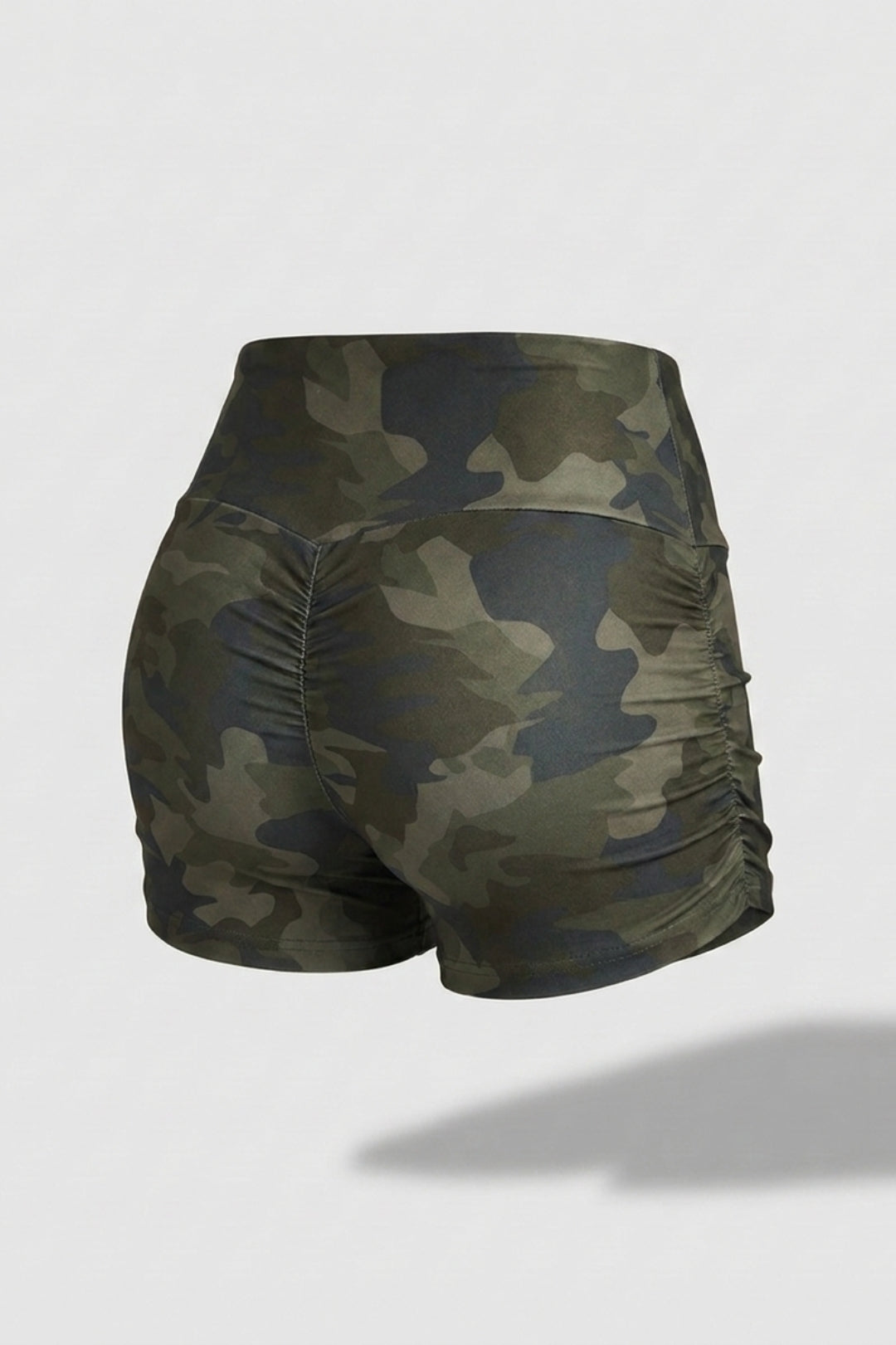 Dames High Waist Shorts | Aansluitende Fit | Scrunch Detail | Camo Workout Short