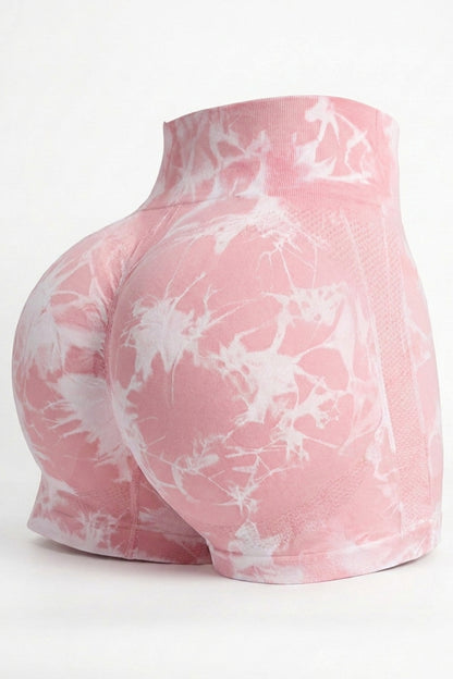Dames High Waist Shorts | Aansluitende Fit | Scrunch Detail | Tie-Dye Seamless Biker Short