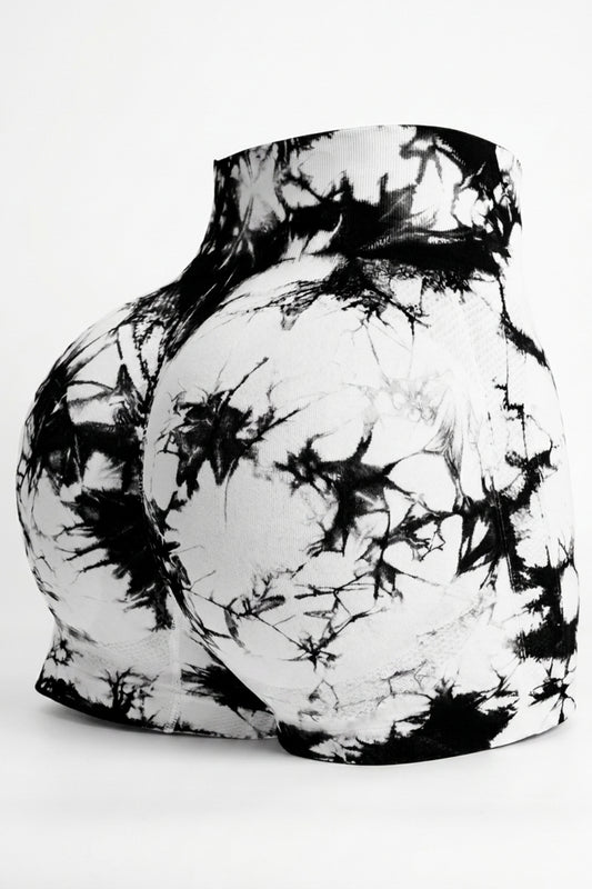 Women's High Waist Shorts | Form-Fitting | Scrunch Detail | Tie-Dye Seamless Biker Short