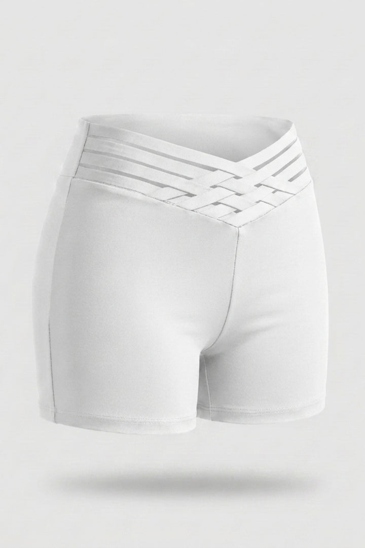 Women's High Waist Shorts | Body-Hugging Fit | Strappy Waist | Sporty Biker Shorts