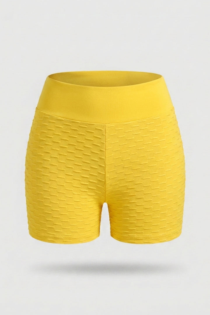 Women's High Waist Shorts | Body-Hugging Fit | Textured Panels | Sporty Workout Shorts