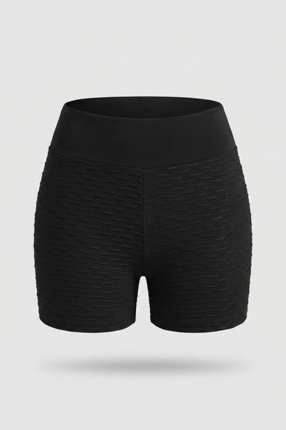 Dames High Waist Shorts | Aansluitende Fit | Textured Panels | Sportieve Workout Short