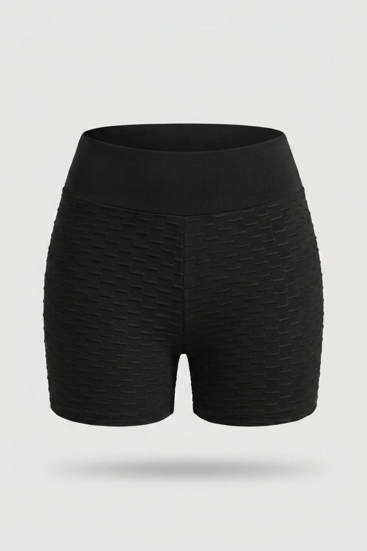 Women's High Waist Shorts | Body-Hugging Fit | Textured Panels | Sporty Workout Shorts