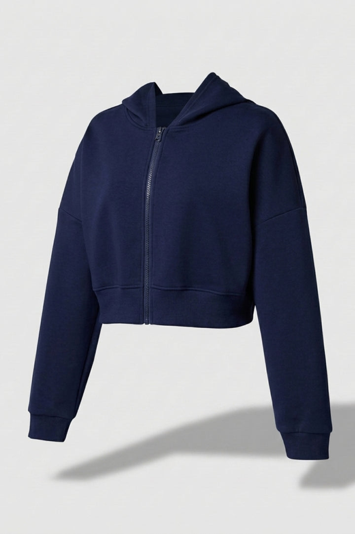 Dames Hoodie Jacket | Cropped Fit | Lichtblauw Athleisure Vest