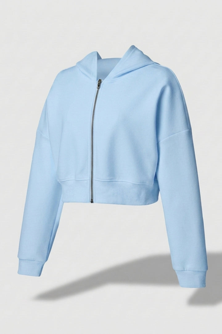 Dames Hoodie Jacket | Cropped Fit | Lichtblauw Athleisure Vest