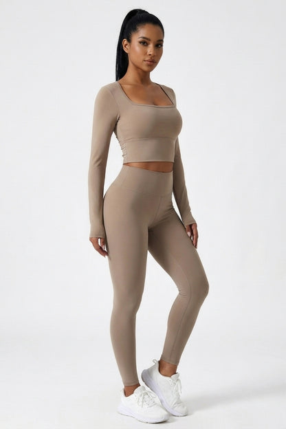 Dames Long Sleeve Sport Top | Open Rug | Lichtblauwe Workout Top
