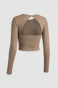 Dames Long Sleeve Sport Top | Open Rug | Lichtblauwe Workout Top