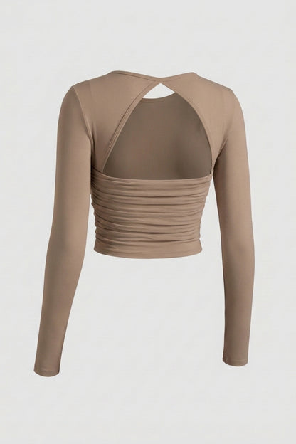 Dames Long Sleeve Sport Top | Open Rug | Lichtblauwe Workout Top